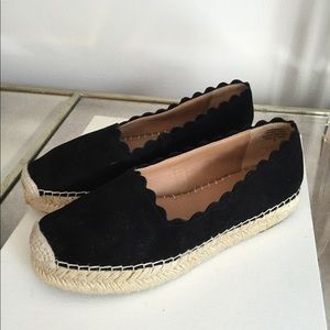Black suede espadrille flat